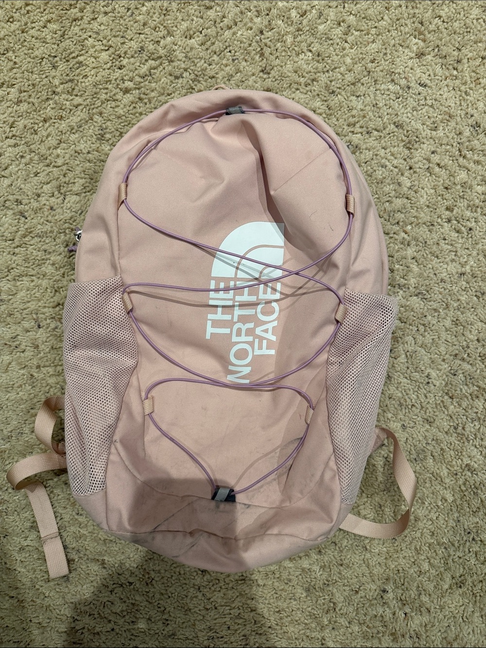 The North Face Light Pink Backpack with Front Bungee